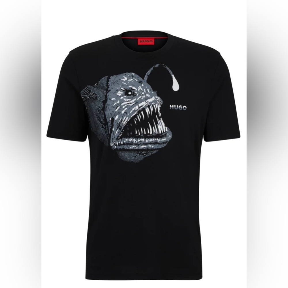 Hugo Boss - COTTON-JERSEY REGULAR-FIT T-SHIRT WITH SEASONAL ARTWORK - Black